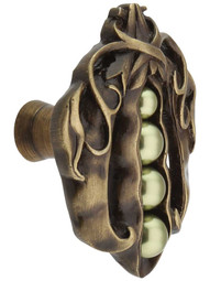 Pearly Peapod Knob in Antique Brass.